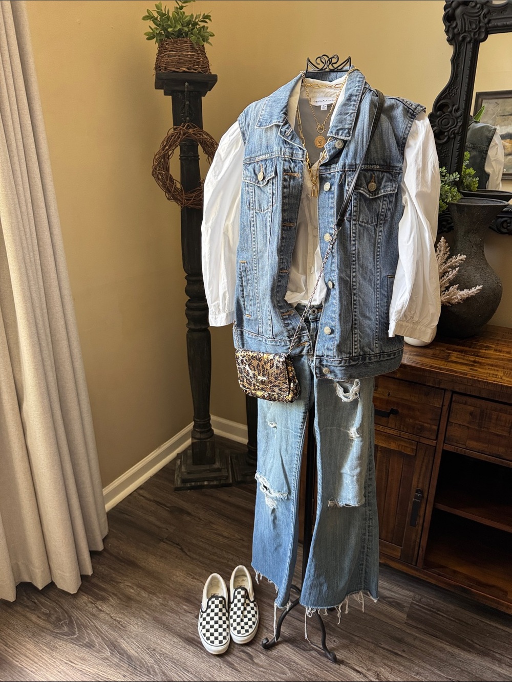 Old Navy Medium Wash Denim Vest